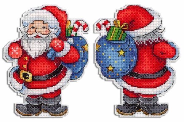 Broderikit plastic canvas MP Studia "Glad tomte" 10x13 cm