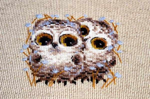 Broderisett Riolis "Små ugler" 13x13 cm
