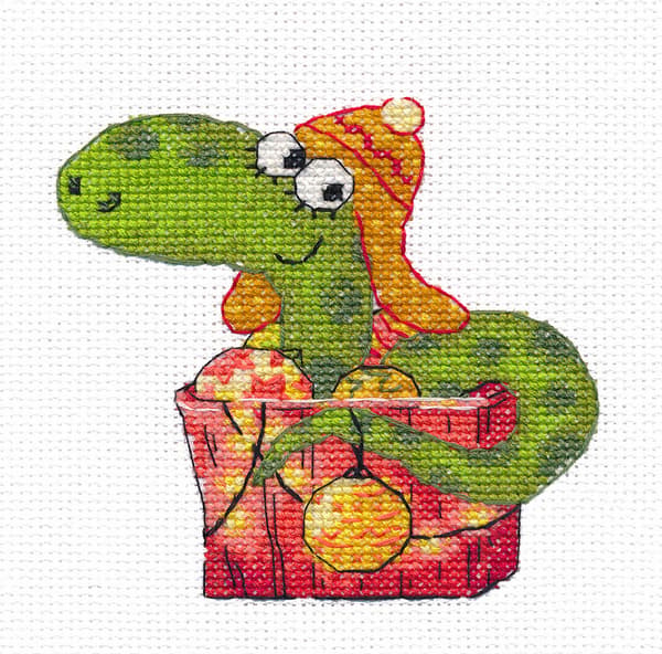 Broderikit plastic canvas Oven "Orm" 10x10 cm