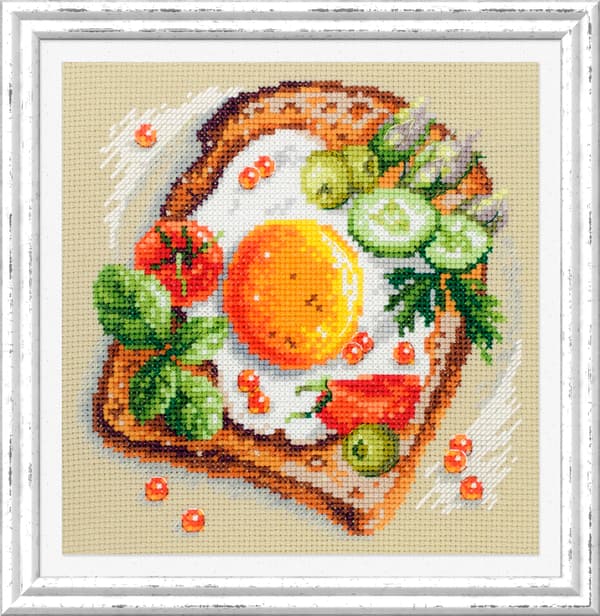 Broderikit Magic Needle "Stekta ägg på rostat bröd" 16x16 cm