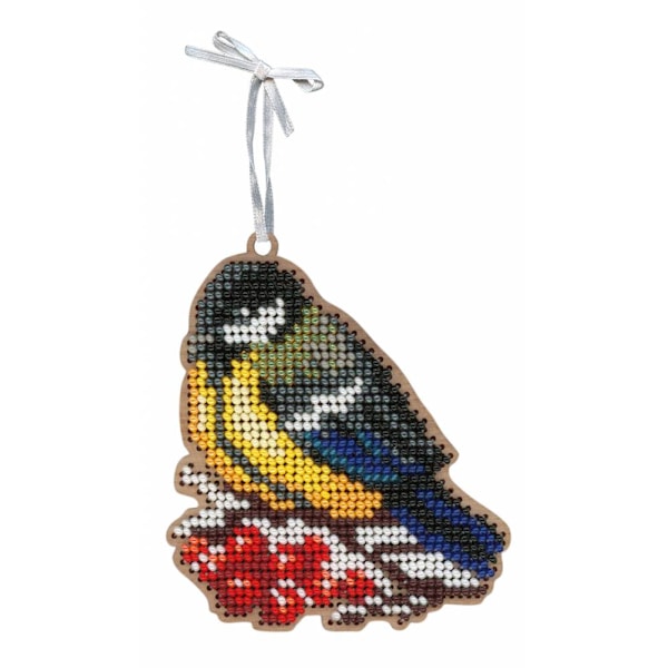 Broderikit med pärlor MP Studia "Julprydnad - Talgoxe" 8x9 cm