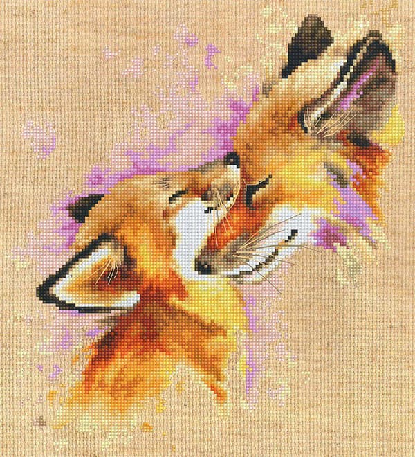 Broderikit Luca-S B2312 - "Rävar" 20x22.5 cm