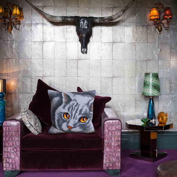 Broderikit Pude Collection D`Art 5083 - "Persisk - kat" 40x40 cm