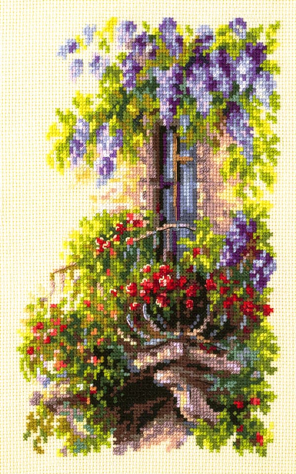 Broderikit Magic Needle "Blommande balkong" 15x23 cm