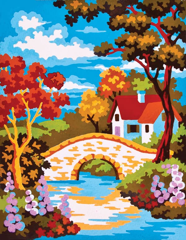 Påtrykt broderikit Collection D`Art "Stenbro" 14x18 cm