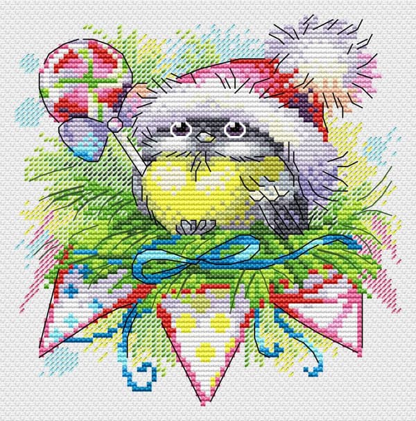 Broderikit MP Studia "Vinterfågel" 15x14 cm