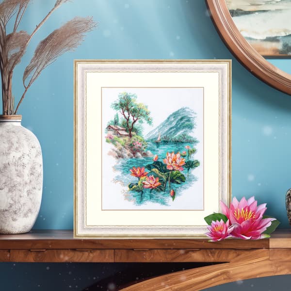 Broderisett Magic Needle "Blomstrende lotus" 22x26 cm