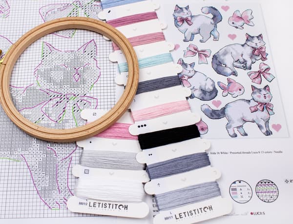 Broderikit LetiStitch L8801 - "Rosa drømme" 17x24 cm
