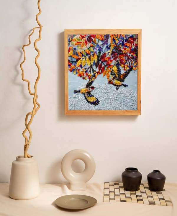 Broderikit med perler Abris Art "Under rognetreet" 23x26cm