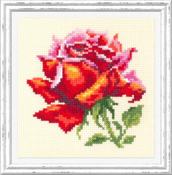 Broderisett Magic Needle "Rød rose" 11x11 cm