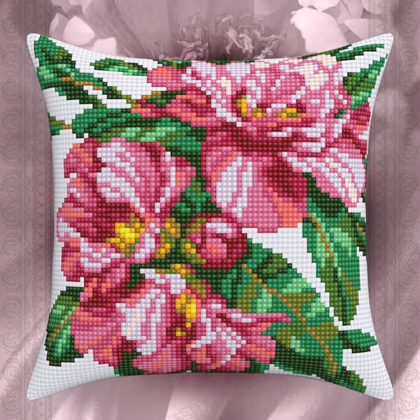 Broderikit Kudde Collection D`Art 5488CC - "Azalea" 40x40 cm
