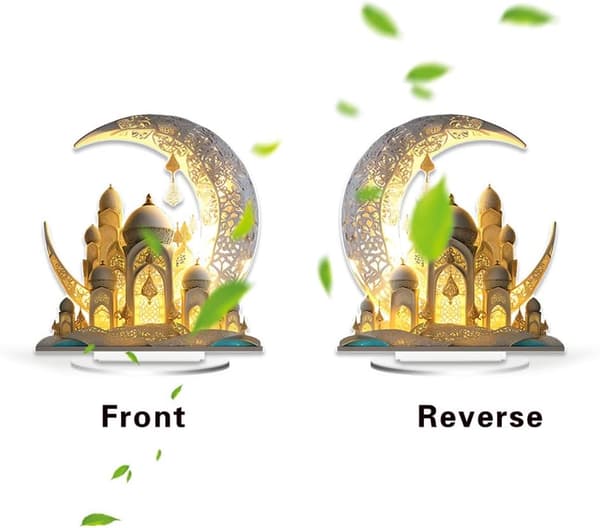 Måneslott Feriefest Skrivebordsdekorasjon Akryl Flat Ornament Hjem Soverom Dekor