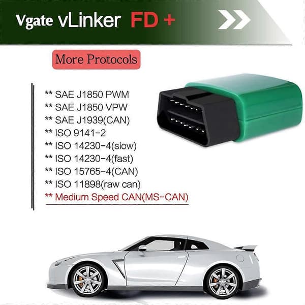 Vgate VLinker FD OBD2 Bluetooth-kompatibel Bilkodläsare OBD2 Diagnostisk Scanner FORScan