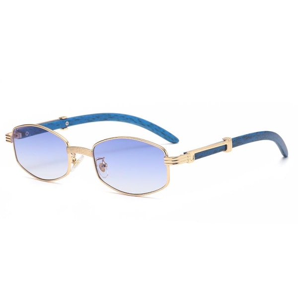 Unika trendiga solglasögon för män hiphop små guld trädetaljer blue One-size
