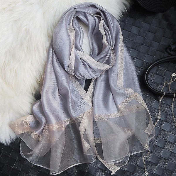 Tunn sjal Sidenscarf Lång damscarf för kvinnor Mode Utländsk S ljusgrå