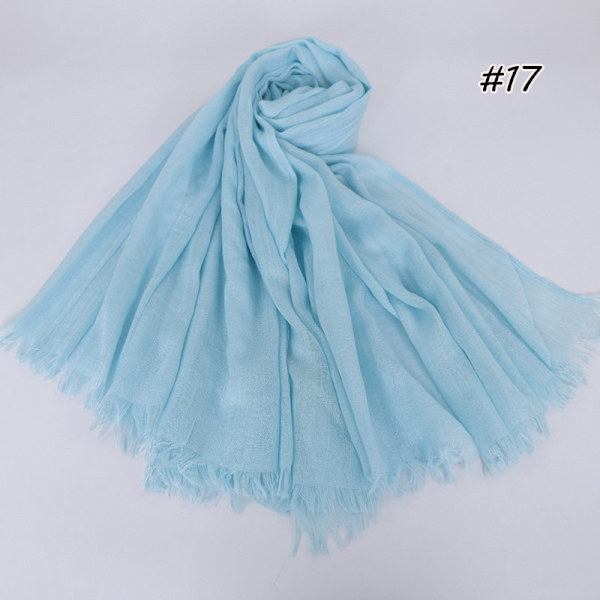 Dam Scarf Sjal 2022 Bomull Linne Enfärgad Tr Bomull Koreansk stil 17# Lake Blue 190cm