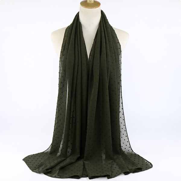 Scarfsjal för kvinnor 2022 Scarf flockande tjock chiffong Army Green