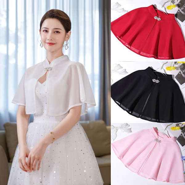 Bride Cape Chiffong Sjal VINRÖTT wine red