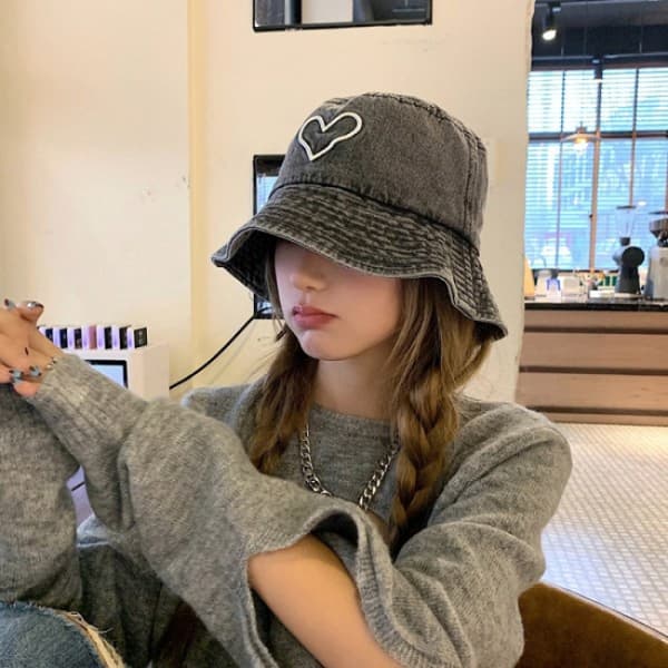 Vasket Denim Bucket Hat Fiskerhat Unisex Ou Sort