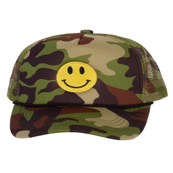 Gravity Threads Smile Face Brodery Justerbar Trucker Hat - Camo camo