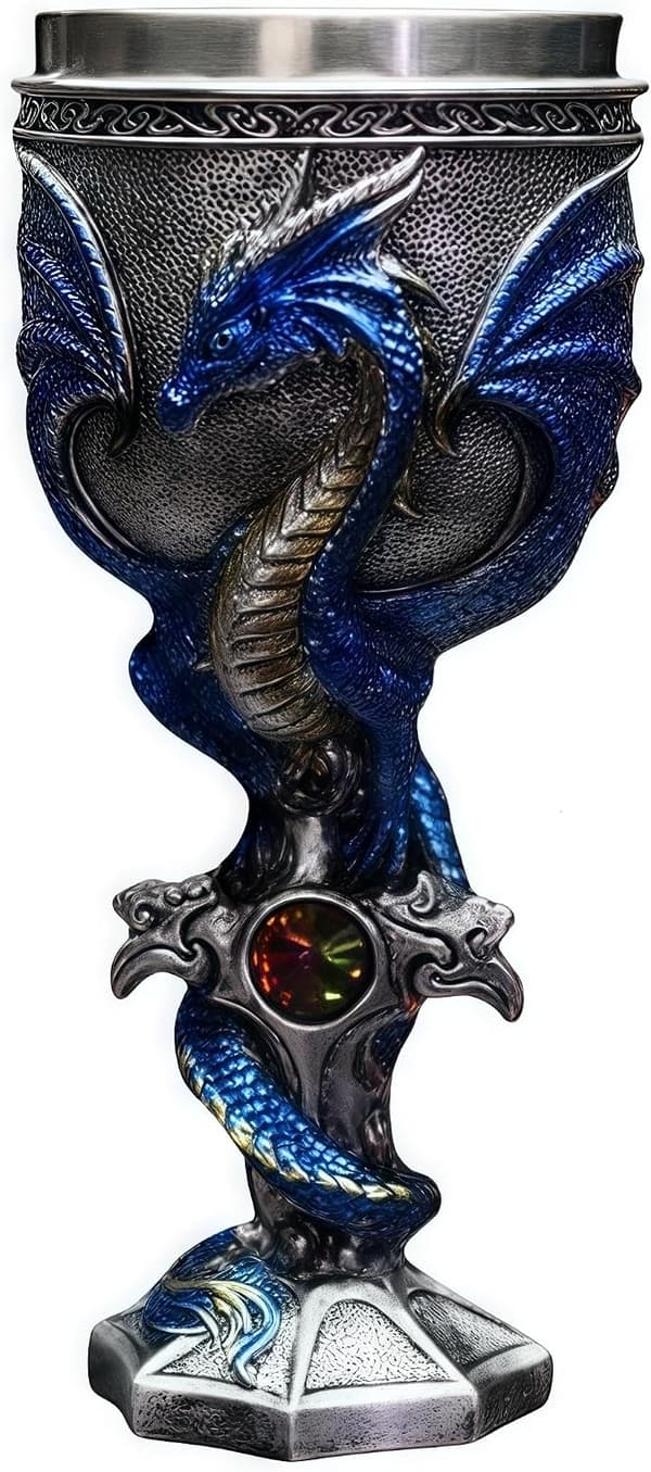 Dragebæger i rustfrit stål, Dungeons and Dragon-gave til mænd, 200 ml bæger, vinkalk, kors, middelalderlige drikkekopper, gotisk D&D-bæger, Halloween B
