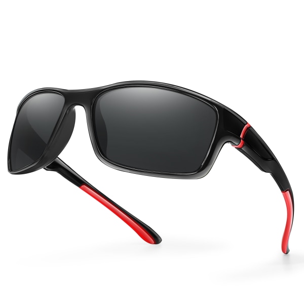 Sportsolglasögon för män Utomhus cykelglasögon vindruta skyddande solglasögon Black red frame gray