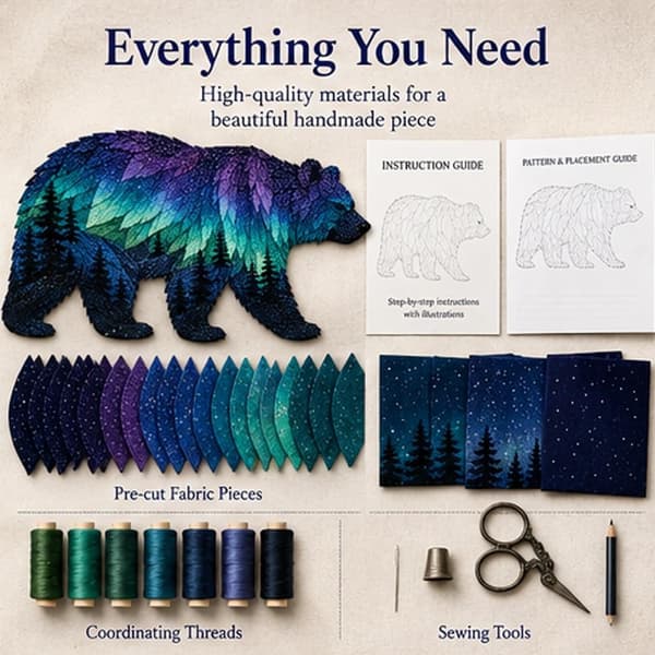 Nordlys Dyreliv DIY Patchwork Kit, Lagdelt Stof Dyrehåndværk