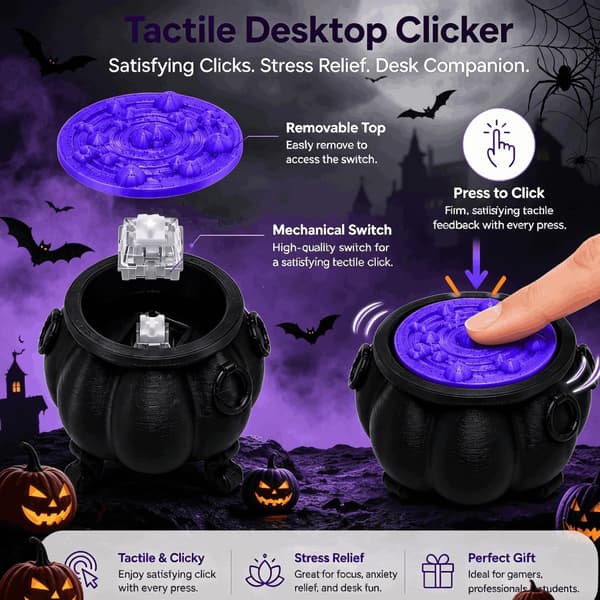 3 kpl näppäimistön Fidget Clicker -lelu Halloween-pata 3D-tulostetut mini Fidget Clickerit näppäimistöön