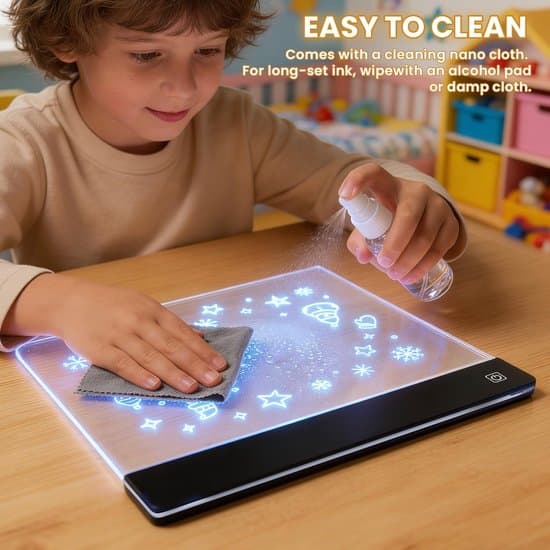 LED tegnebrett 35 × 25 cm, USB-drevet neonlysbrett med 7 statiske og 6 dynamiske lysmoduser, stativ inkludert