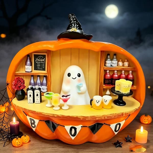Lysande Halloween-dekoration Spökfigur Pumpabar-dekor (Gul)