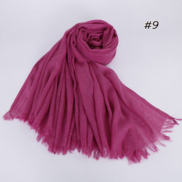 Dam Scarf Sjal 2022 Bomull Linne Enfärgad Tr Bomull Koreansk stil 9# Rose Red 190cm