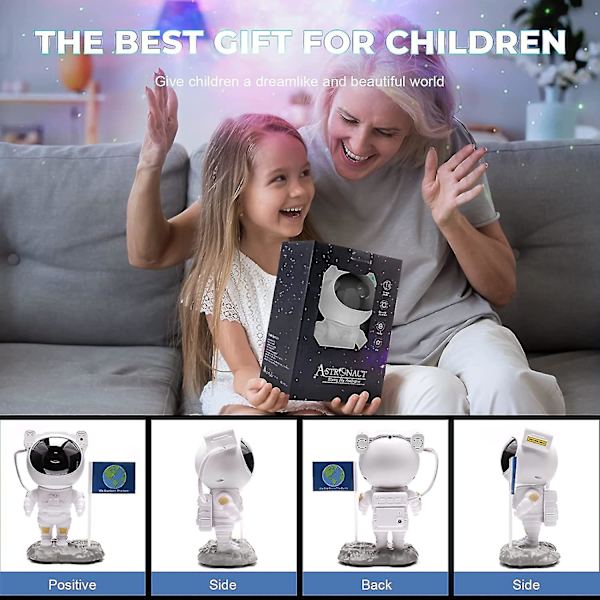 Galaxy Astronaut-projektor med Bluetooth musikhögtalare, fjärrkontroll och timer, nebulosa Star Space Buddy-projektorlampa för barn Familj Vänner Present, säng