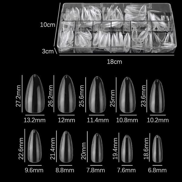Nageltippar 500 st Klar Akryl Medium Nagel Full Täckning