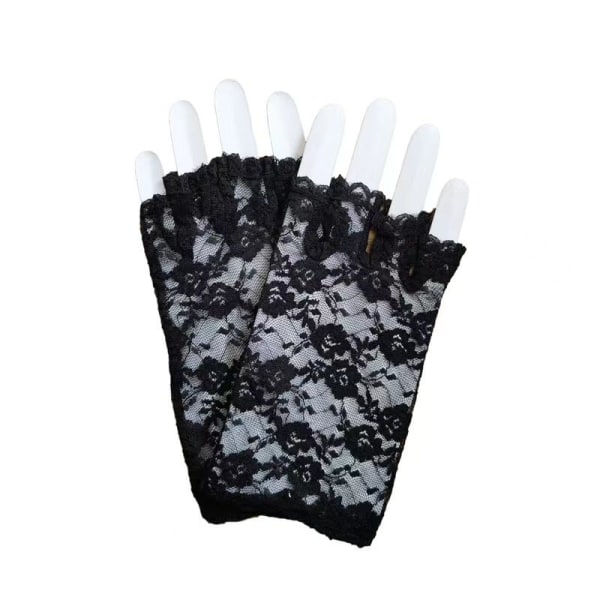 Ceremoniella spetshandskar med halvfinger spetsar Scenhandskar finns alltid tillgängliga för sommarresor white Uniform size