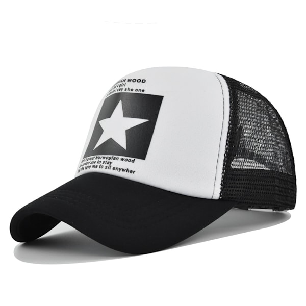 Femuddig mesh manlig hatt Hip-hop Street Dance - cap Svart och vit genombruten utomhus cap cap Färgmatchande mesh Cm6002Black Adjustable