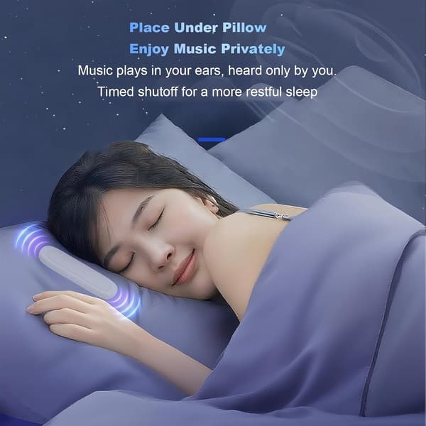 Knogleledning under-pude søvnhøjttaler, ultratynd Bluetooth 5.3 mini pudehøjttaler, automatisk slukning, diskret design til sidesovere