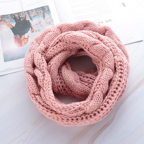 Stickad halsduk Tjock Sjal Cirkelkabel ROSA