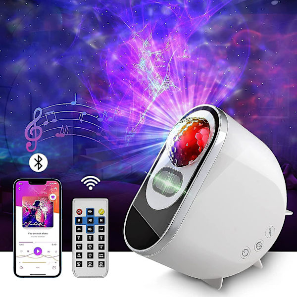 Star Projector Galaxy Light, 3d Stereo Galaxy Projector Sky Light med vitt brus, Fjärrkontroll, Bluetooth musikhögtalare, Night Lights Projector Fo