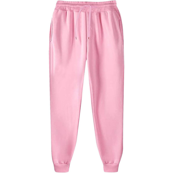 2 st Sweatsuit Set Herr Dam Oversized Långärmad Hoodie Pullover Sweatshirt Träningsoverall Jogger Sweatpants Pink L