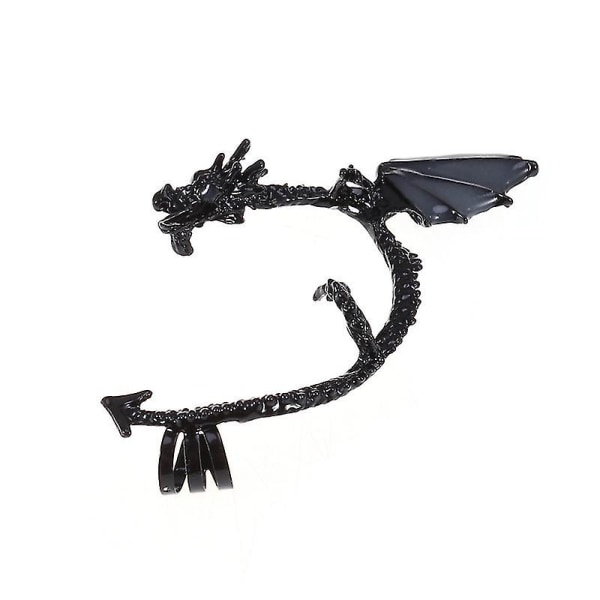 Klassiska Dragon örhängen, icke-genomborrade örhängen med clips på falska öron Broskmanschett Öronring Örhänge örhänge gotiska smycken (svart och blå)