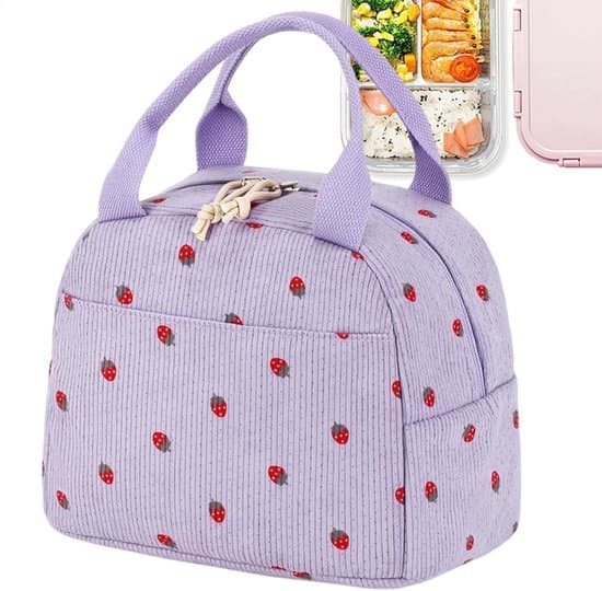 Termisk lunsjpose - Gjenbrukbar handlepose - Ta med lunsjen din - Romslig og robust - 27 x 20 x 5 cm - Lilla