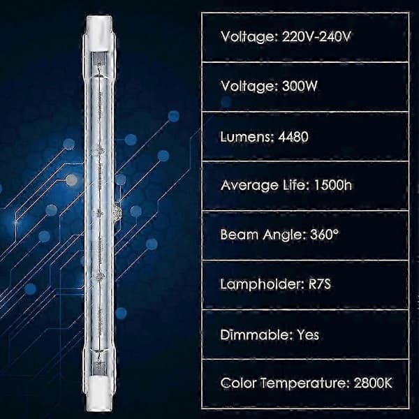 6 stk. 300W 118mm R7S dæmpbare J-type halogenpærer til arbejdsbelysning, sikkerhedsbelysning, gulvlamper