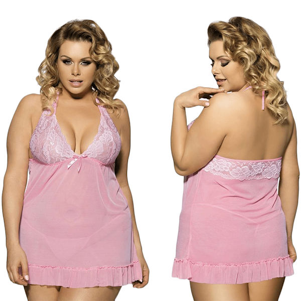 Dam Sexig Backless Babydoll Nattlinne Underkläder Sovkläder Pink 3XL