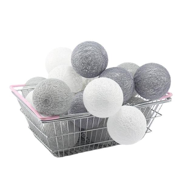 LED Färgad lampa ljus Bomullstråd Kula Belysning Kedja Batterityp, Julfest Bröllopsdekoration Gray 3 M 20 lights