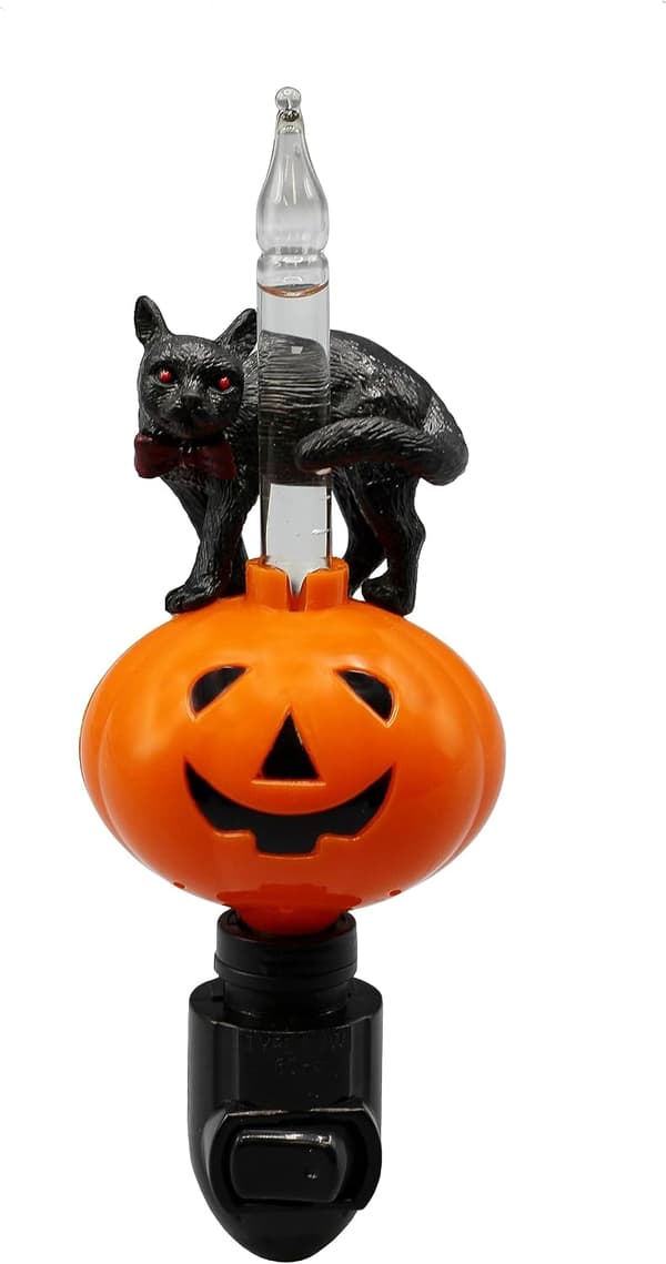 Halloweenpumpa Jack O' Lantern & Svart Katt Bubbellampa