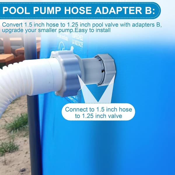 Poolslangadapter, poolavloppsadapter, slangkonverteringsadapter för Intex 10722 poolslangadapter reservdelar
