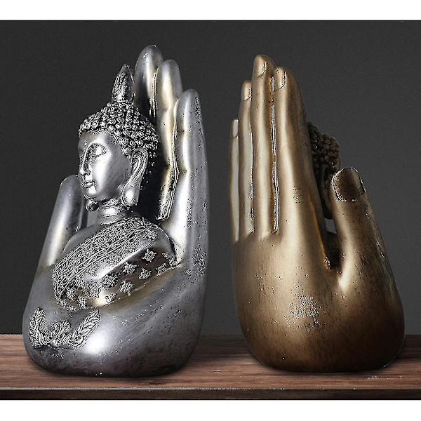 Harts Palm Buddha Staty Heminredning För Hall, Sovrum, Guld Fs Fs
