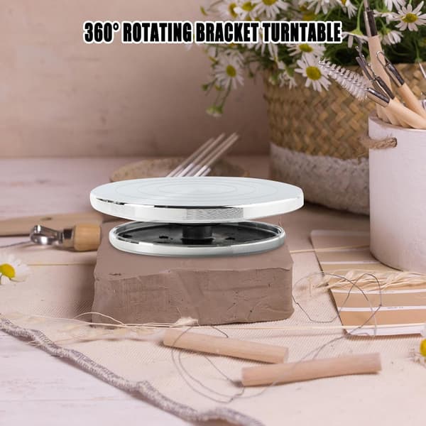 Keramisk skivspelare – Drejskiva – Keramisk formning – Manuell vevdrift – 15 cm – Silver