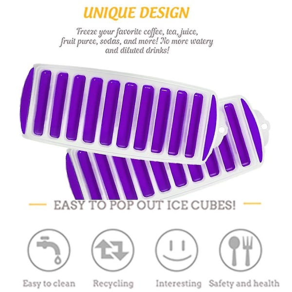 Istärningsbrickor i silikon, isbricka med smal vattenflaska, isbrickor av silikon för frys med lätt tryck Purple