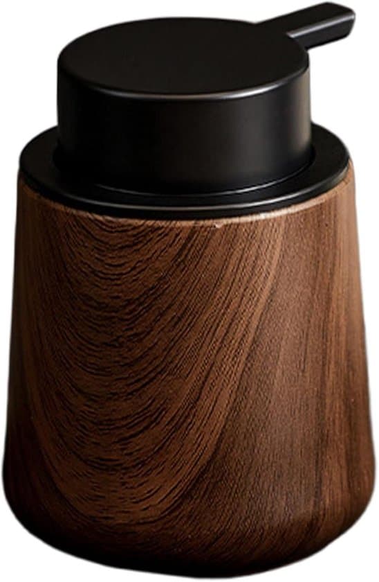 Skumsåpedispenser - Håndsåpedispenserpumpe - Hygienisk håndvask - Valnøtt trefiberdesign - 12 x 10 x 10 cm - Brun